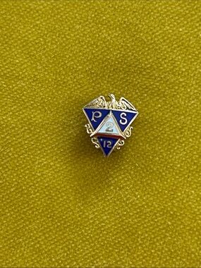 vintage fraternal organization lapel pin, likely from a school or group